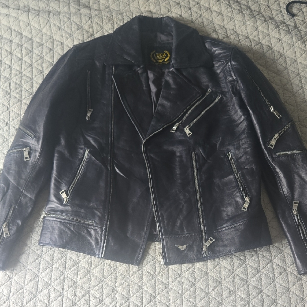 Men's Dark Leather Biker Jacket
